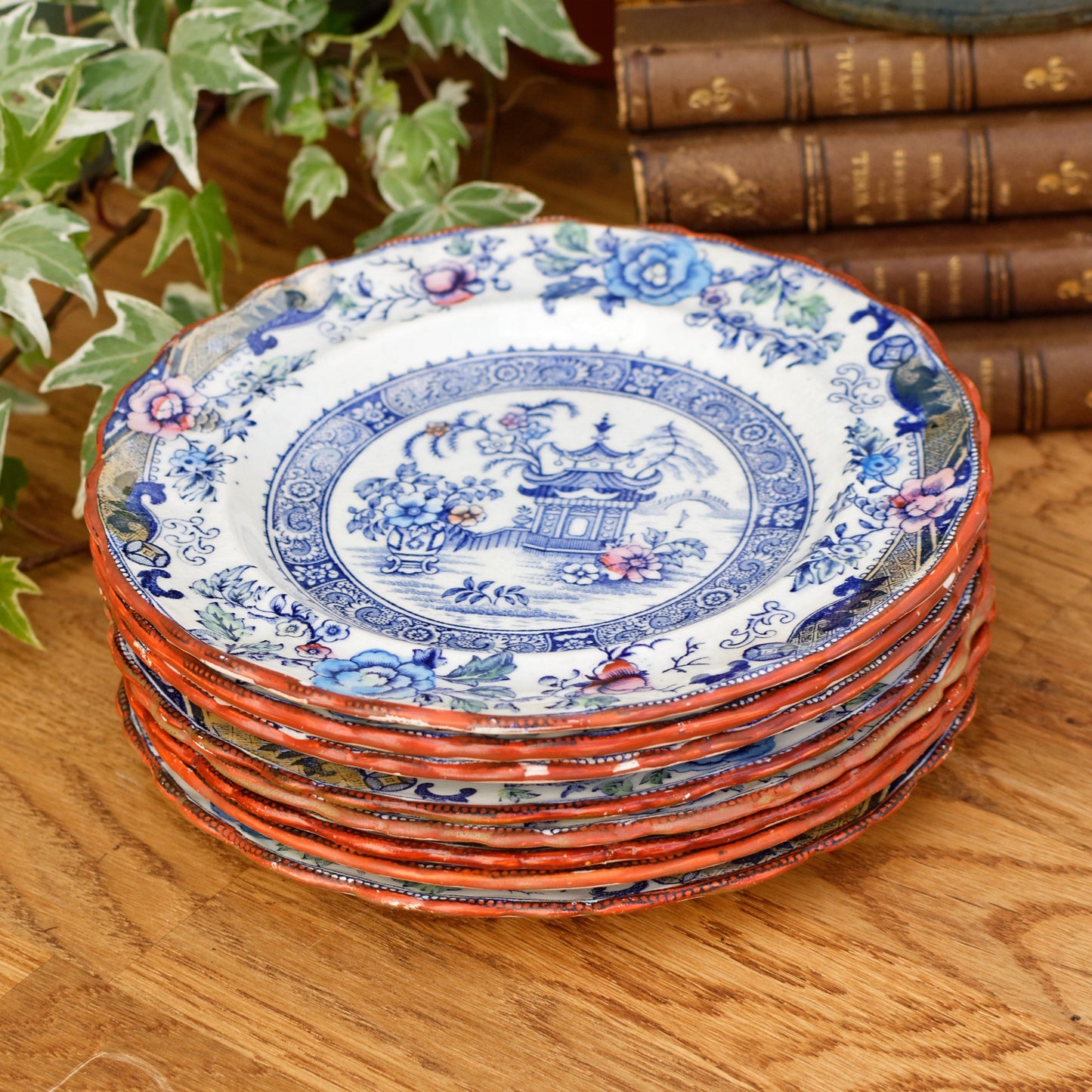 French Antique Ironstone 688 Decor Japonisant CM Creil et Montereau Small Plate terre de fer Faience