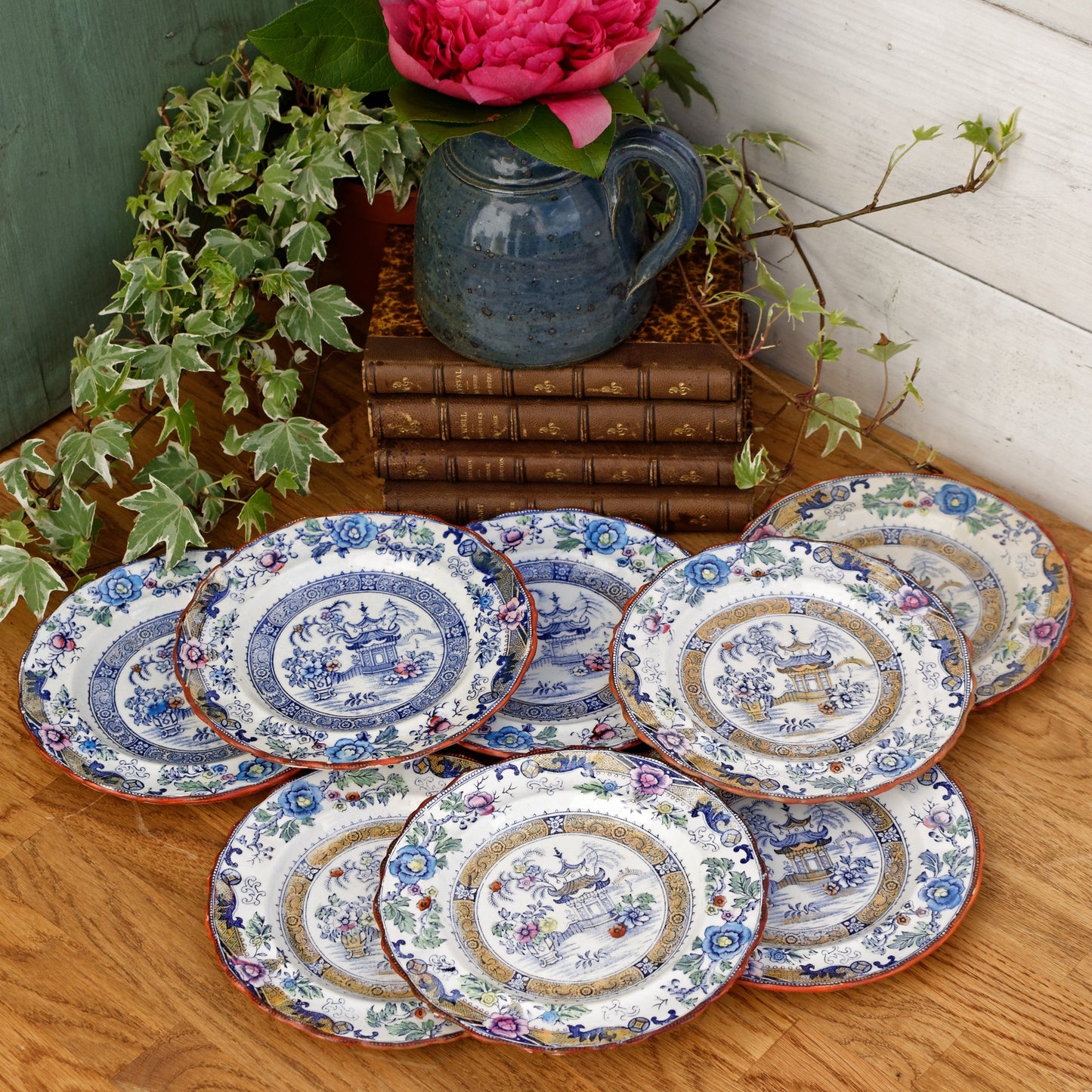 French Antique Ironstone 688 Decor Japonisant CM Creil et Montereau Small Plate terre de fer Faience