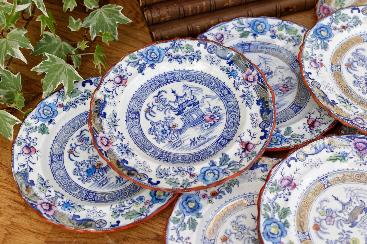French Antique Ironstone 688 Decor Japonisant CM Creil et Montereau Small Plate terre de fer Faience