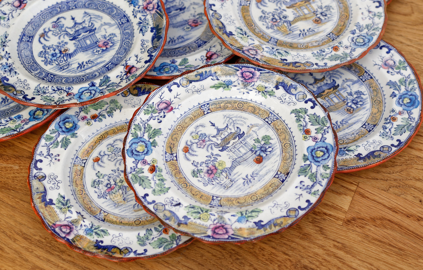 French Antique Ironstone 688 Decor Japonisant CM Creil et Montereau Small Plate terre de fer Faience