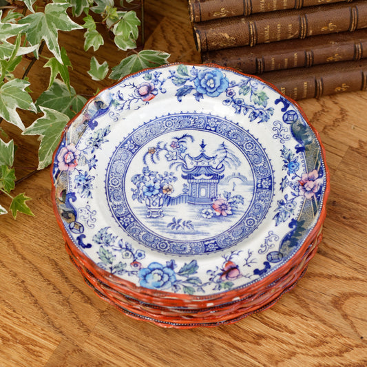 French Antique Ironstone 688 Decor Japonisant CM Creil et Montereau Small Plate terre de fer Faience