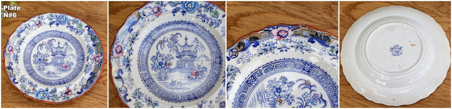 French Antique Ironstone 688 Decor Japonisant CM Creil et Montereau Small Plate terre de fer Faience