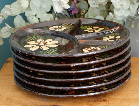 ALSACE SOUFFLENHEIM French Vintage Glazed Ceramic Stoneware Fondue Plate Terra Cotta Sandstone