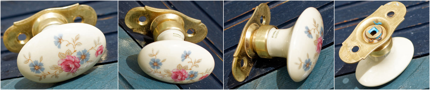 Limoges France French Vintage Fine Porcelain Door Accessories Set of Matching 4 pieces