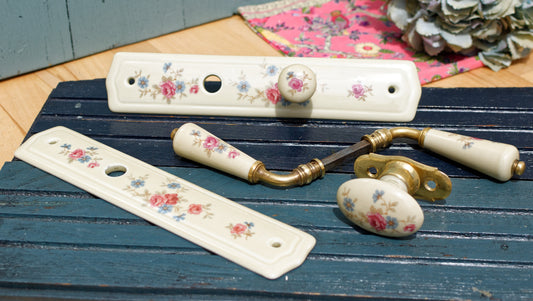 Limoges France French Vintage Fine Porcelain Door Accessories Set of Matching 4 pieces