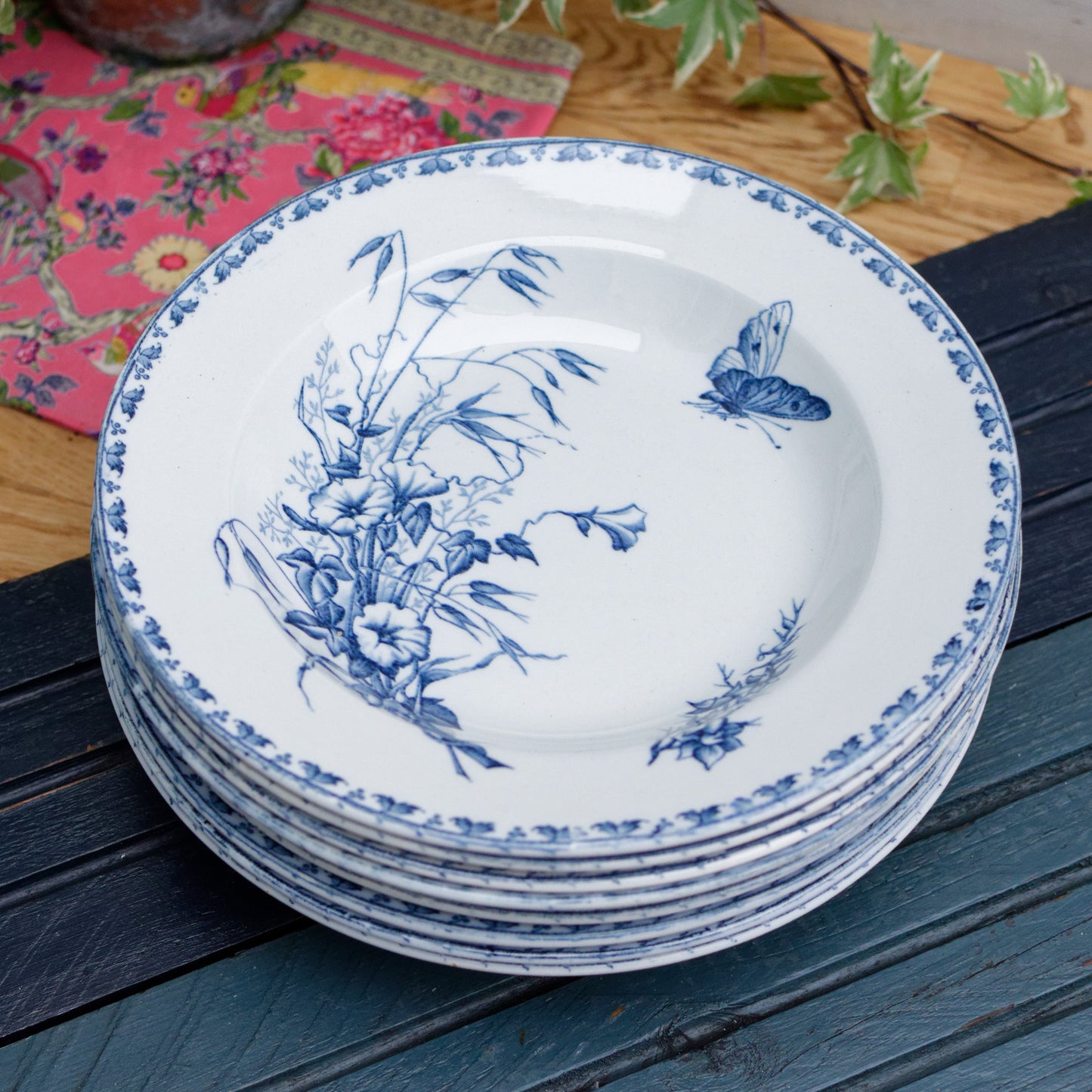 French Antique Ironstone Soup Plate CARMEN Sarreguemines Terre de Fer Faience