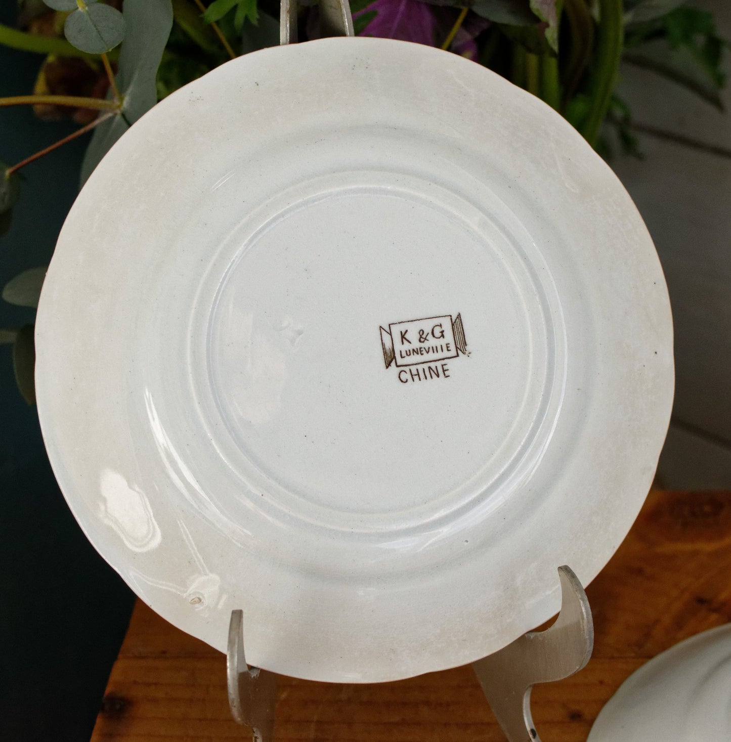 "CHINE" Motif K&G (Keller et Guérin) Lunéville French Antique Ironstone Polychrome Small Plate Terre de Fer en Faience