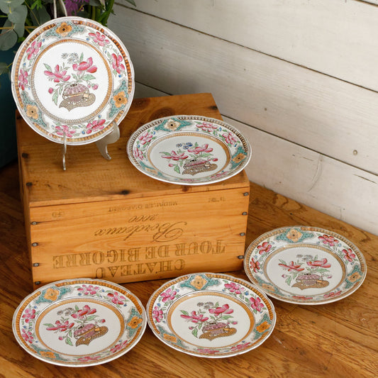 "CHINE" Motif K&G (Keller et Guérin) Lunéville French Antique Ironstone Polychrome Small Plate Terre de Fer en Faience