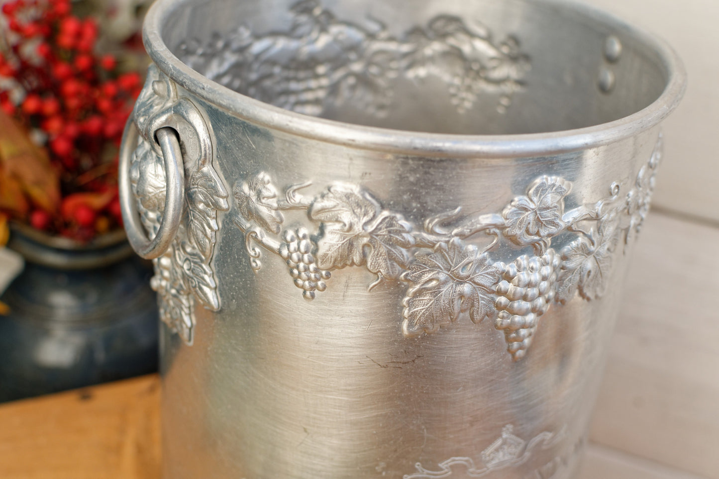 French Vintage CHAMPAGNE MOET & CHANDON Fondee 1743 Ice Bucket ~ Pure Aluminum Advertising Cooler Chiller "SEAU" ~ Bar Accessories ~ Made in France