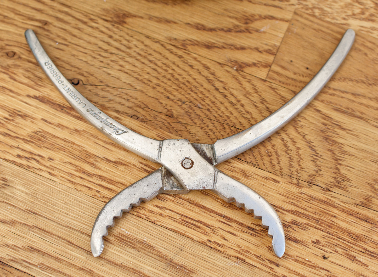 French Vintage CHAMPAGNE Laurent Perrier Cork Pliers Puller Silver Plated Barware Made in France