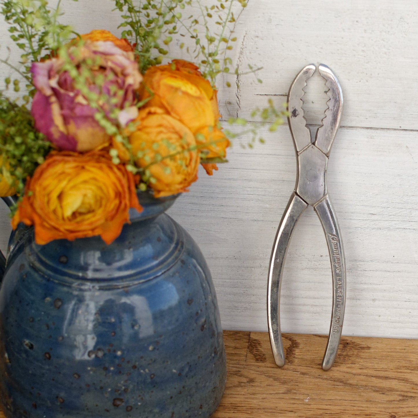 French Vintage CHAMPAGNE Laurent Perrier Cork Pliers Puller Silver Plated Barware Made in France