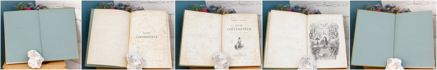 1885 Charles Dickens David Copperfield HACHETTE et Cie French Antique Collectible Gilded Cartonnage Book Novel Livre Roman