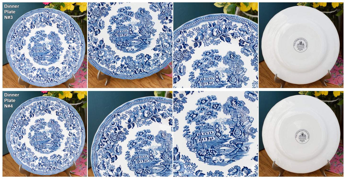 Churchill The Georgian Collection English Vintage Ironstone Blue Transferware Collectible Porcelain Fine China Blue Plate Made in England