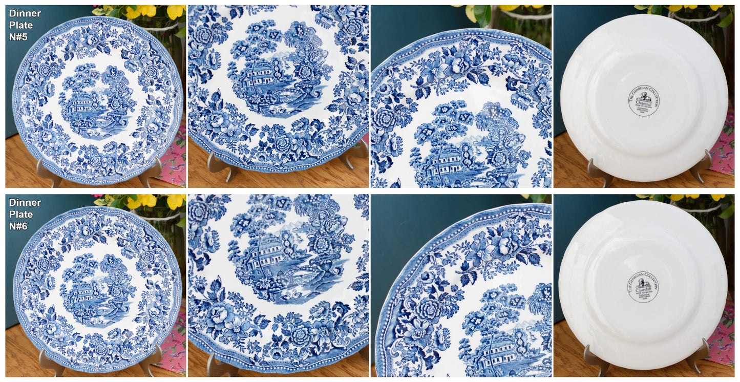 Churchill The Georgian Collection English Vintage Ironstone Blue Transferware Collectible Porcelain Fine China Blue Plate Made in England