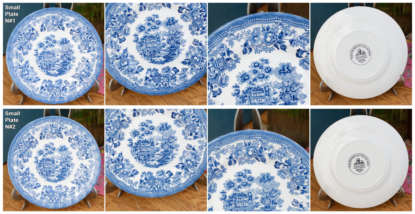 Churchill The Georgian Collection English Vintage Ironstone Blue Transferware Collectible Porcelain Fine China Blue Plate Made in England