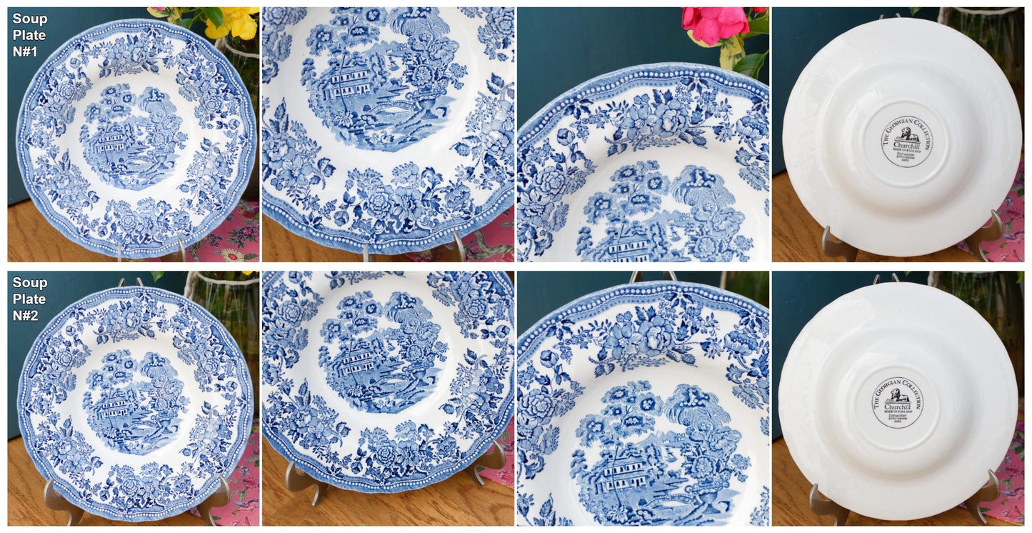 Churchill The Georgian Collection English Vintage Ironstone Blue Transferware Collectible Porcelain Fine China Blue Plate Made in England
