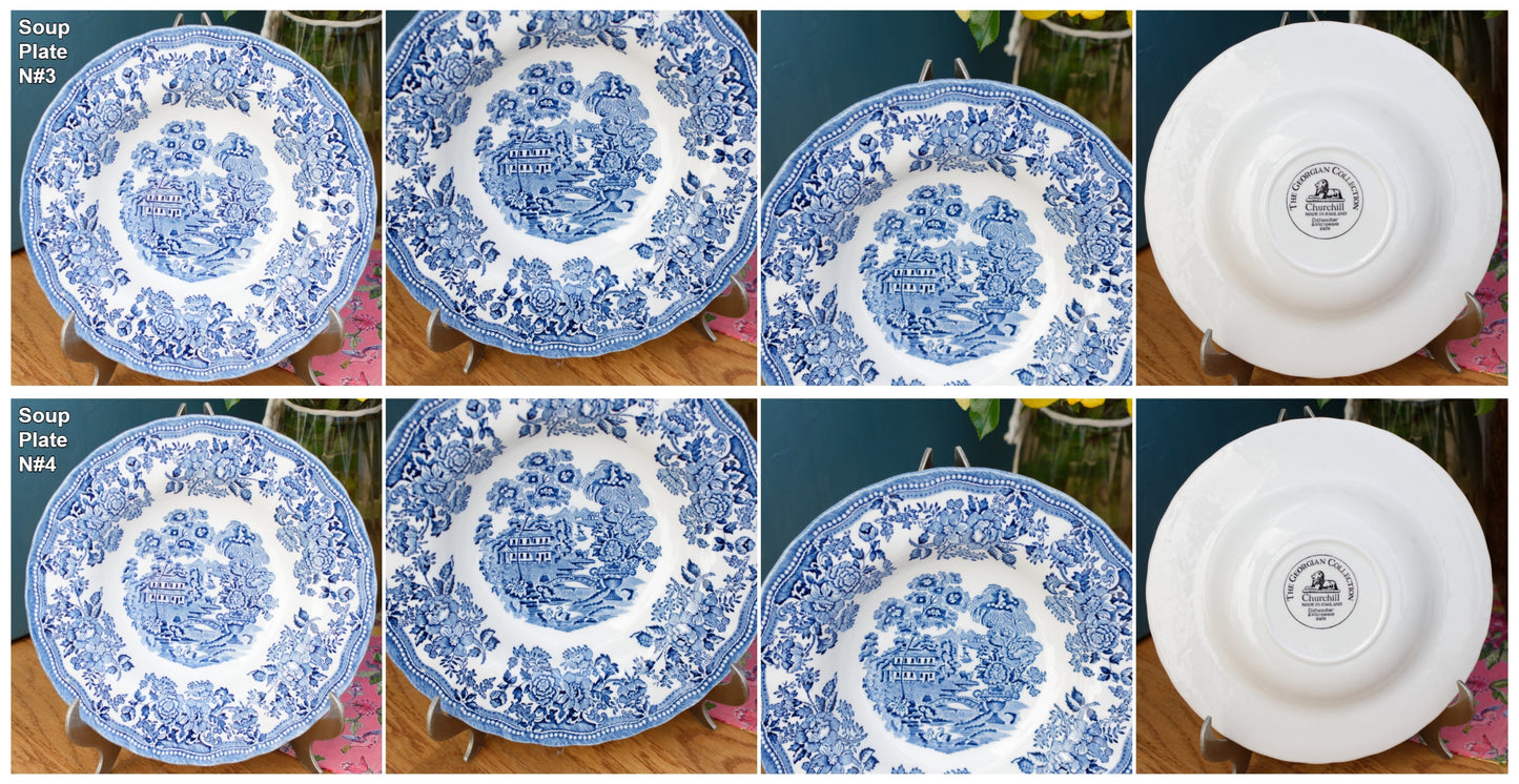 Churchill The Georgian Collection English Vintage Ironstone Blue Transferware Collectible Porcelain Fine China Blue Plate Made in England
