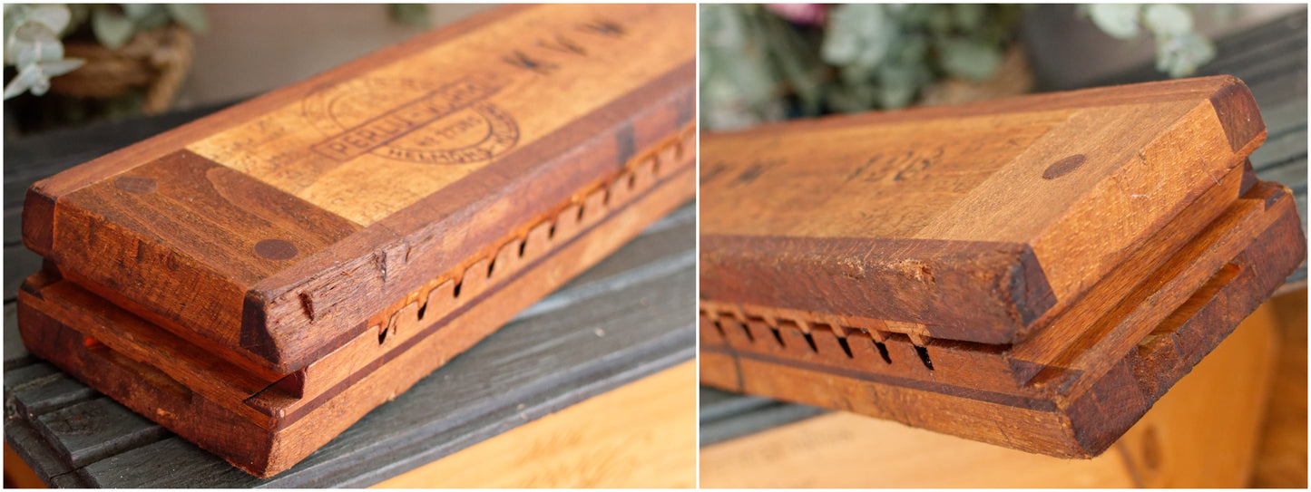 Vintage Dutch Collectible Wooden 20 Cigar Mold Press L. Bezemer et ZN N.V. MED. OCTR001 Perlu-Vorm Patent No. 77365 Helmond Holland KVW126 Tobacco Mold Pressoir Moule a Cigare en bois