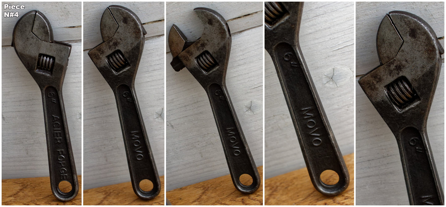 Antique Adjustable Craftmans Wrench PREXEMS GEDORE MOVO BAHCO DOWINAT Vintage Forged Steel Clé a Cremaillaire Molette Farmhouse Manual Tool