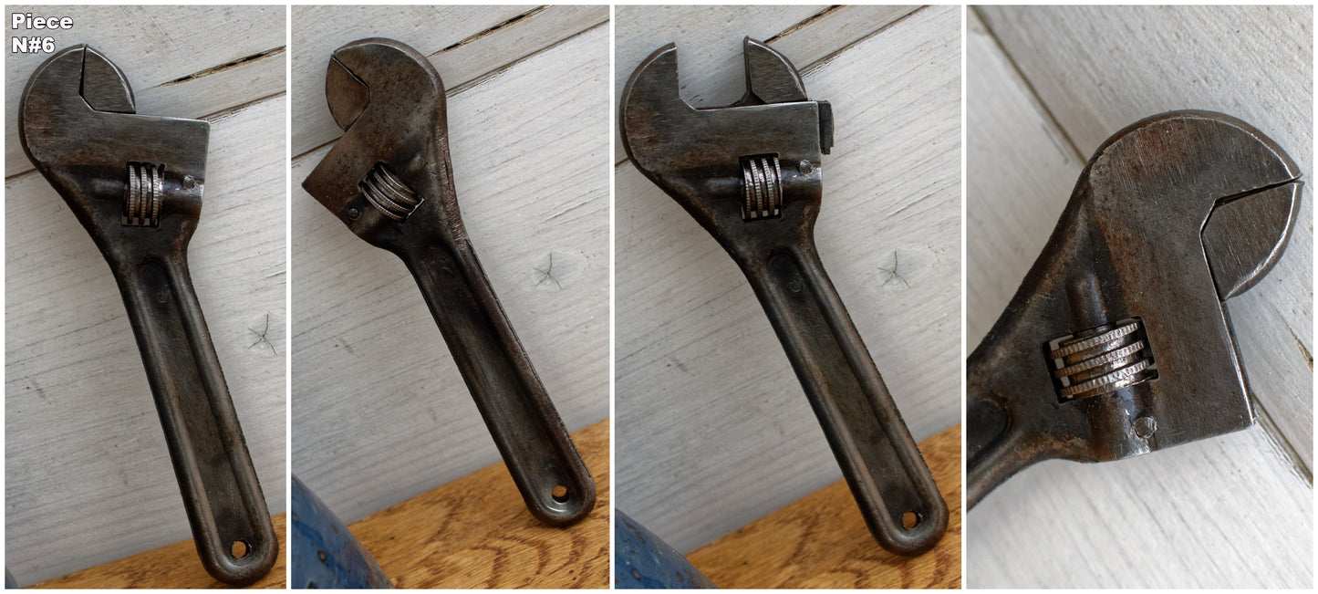 Antique Adjustable Craftmans Wrench PREXEMS GEDORE MOVO BAHCO DOWINAT Vintage Forged Steel Clé a Cremaillaire Molette Farmhouse Manual Tool