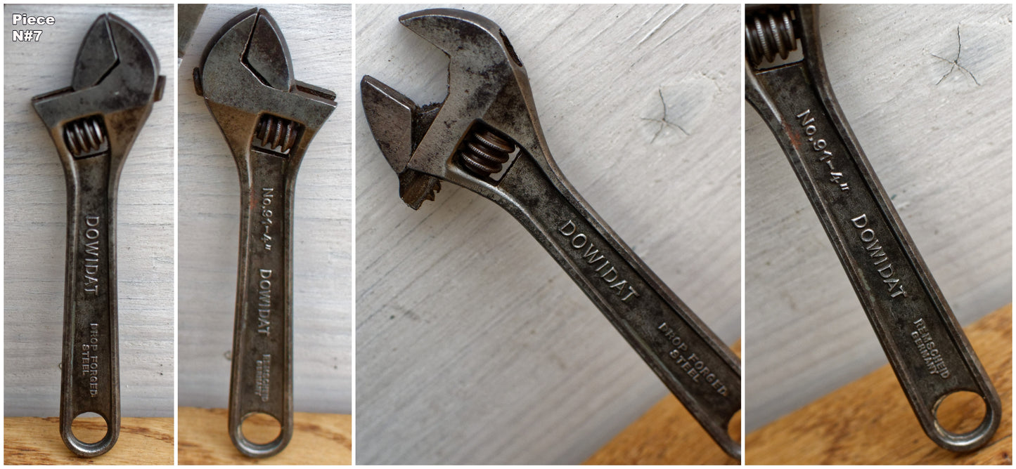 Antique Adjustable Craftmans Wrench PREXEMS GEDORE MOVO BAHCO DOWINAT Vintage Forged Steel Clé a Cremaillaire Molette Farmhouse Manual Tool