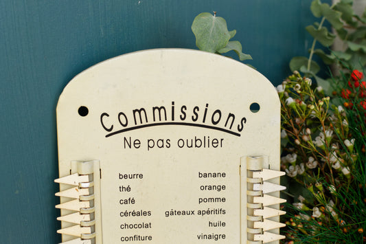 French Vintage Unique Wall Hanging Metal Plaque Shopping List Reusable Grocery List Commissions Ne Pas Oublier Don't forget