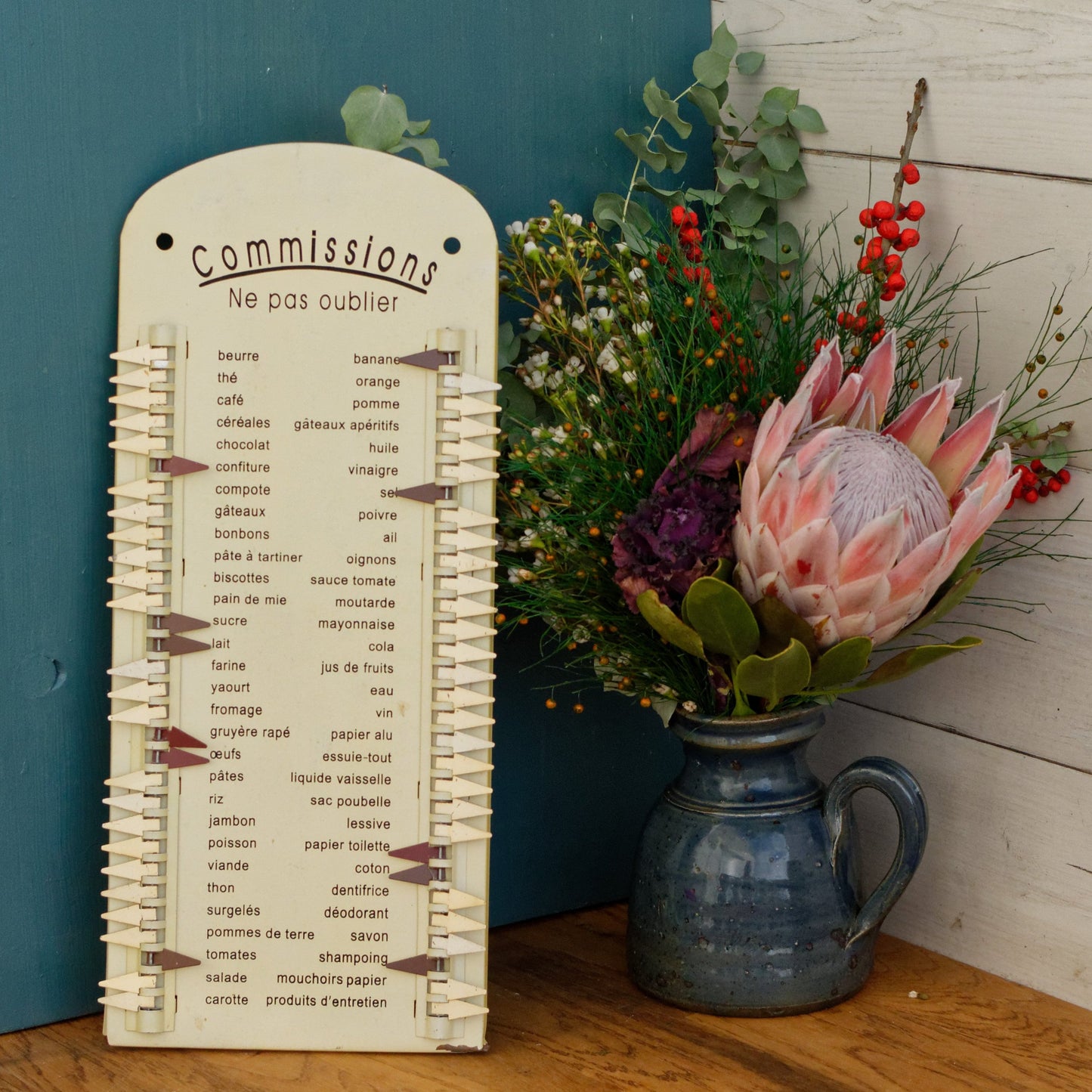 French Vintage Unique Wall Hanging Metal Plaque Shopping List Reusable Grocery List Commissions Ne Pas Oublier Don't forget