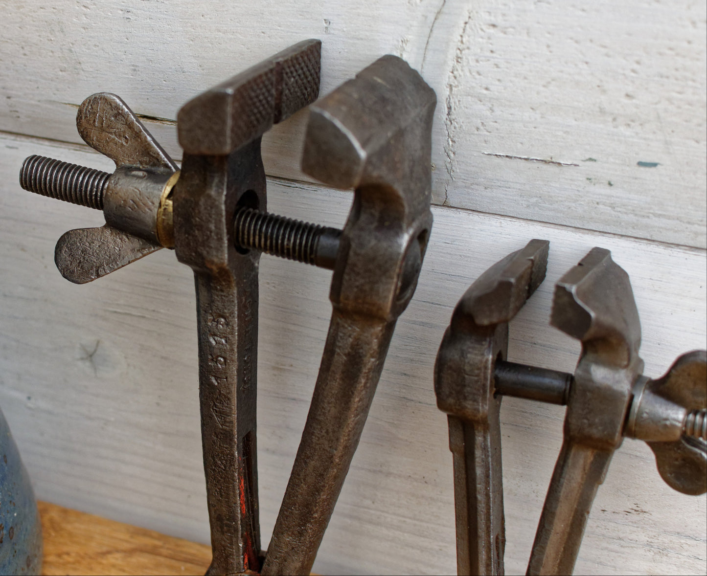 French Antique Small Hand VICE CLAMP FACOM Vintage Forged Steel ACIER FORGE Farmhouse Manual Tool