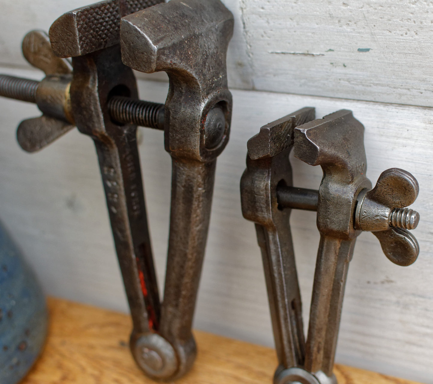 French Antique Small Hand VICE CLAMP FACOM Vintage Forged Steel ACIER FORGE Farmhouse Manual Tool