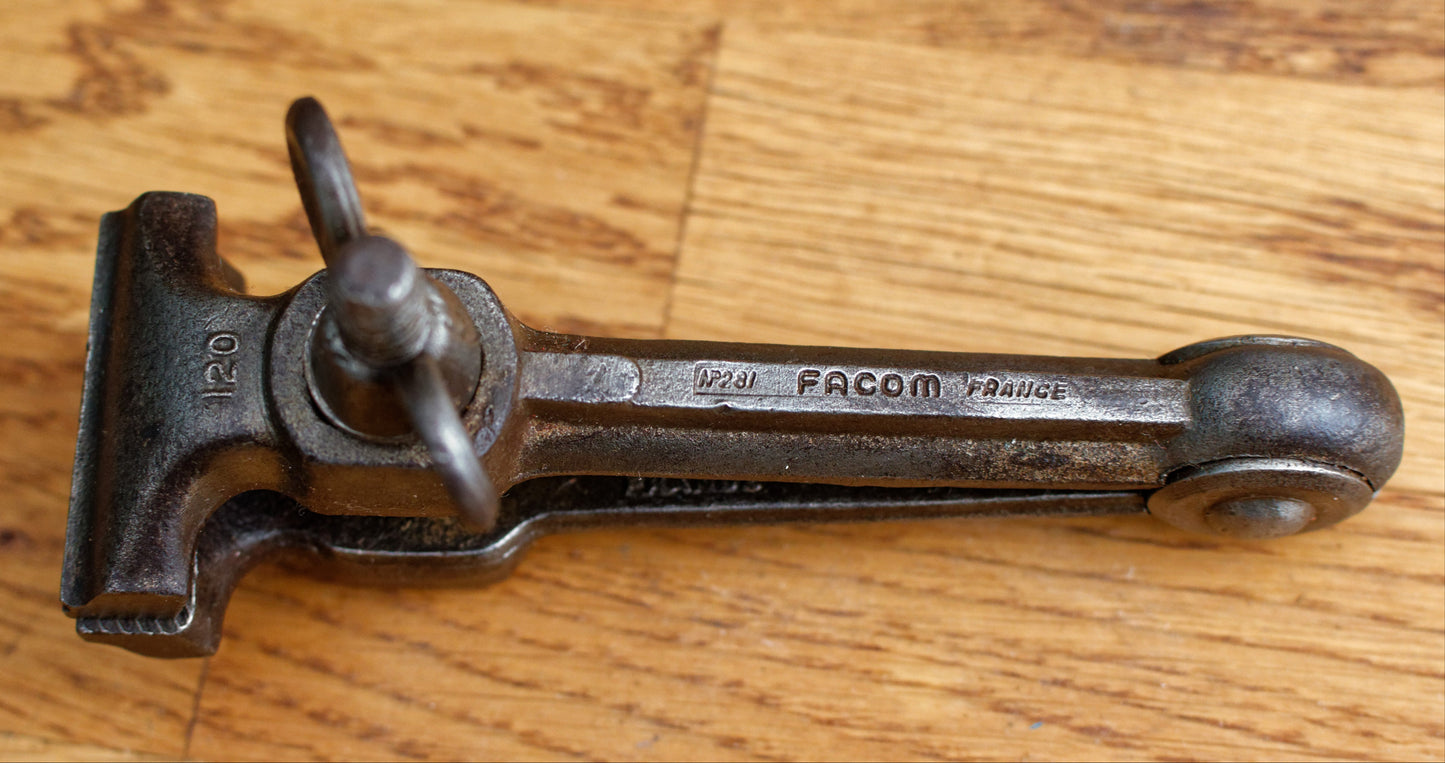 French Antique Small Hand VICE CLAMP FACOM Vintage Forged Steel ACIER FORGE Farmhouse Manual Tool