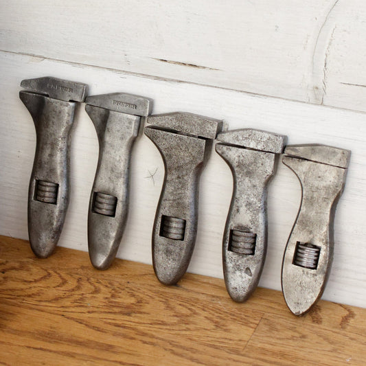 French Antique Mini Adjustable Wrench Spanner PREFER BULLDOG Vintage Forged Steel Clé a Molette Farmhouse Manual Tool