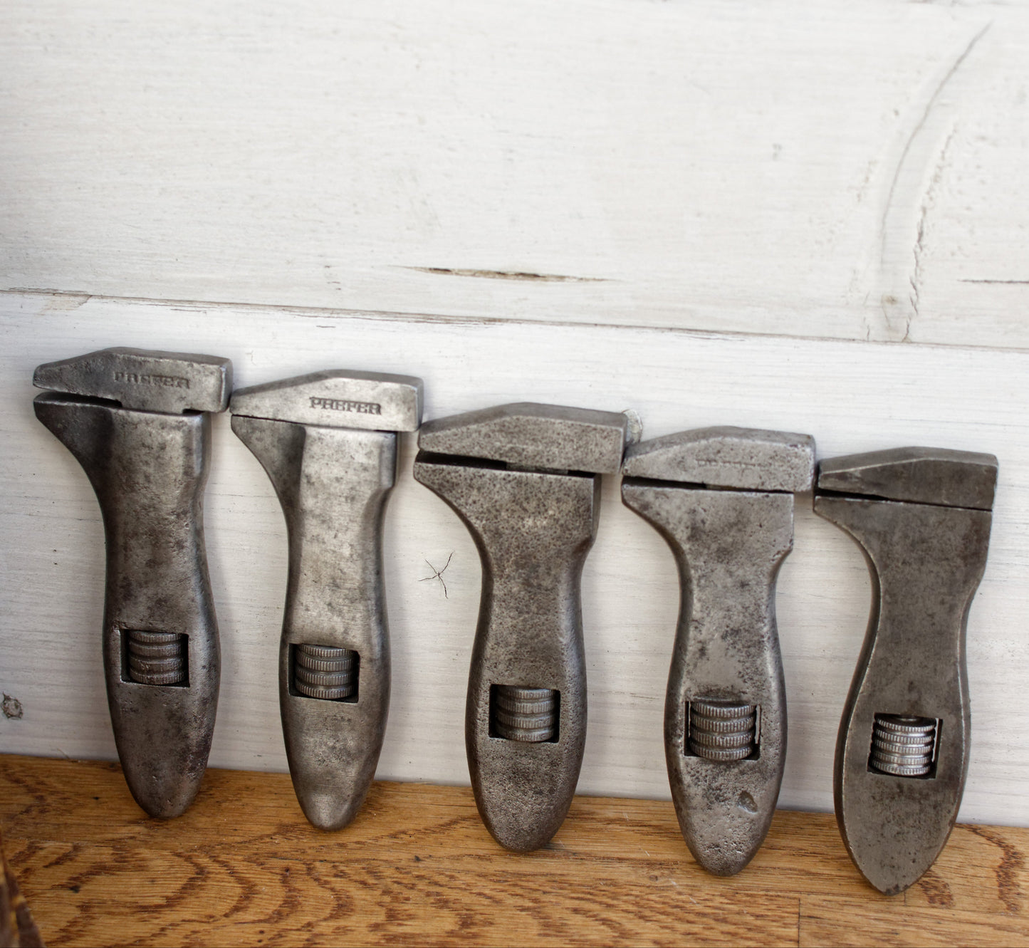 French Antique Mini Adjustable Wrench Spanner PREFER BULLDOG Vintage Forged Steel Clé a Molette Farmhouse Manual Tool