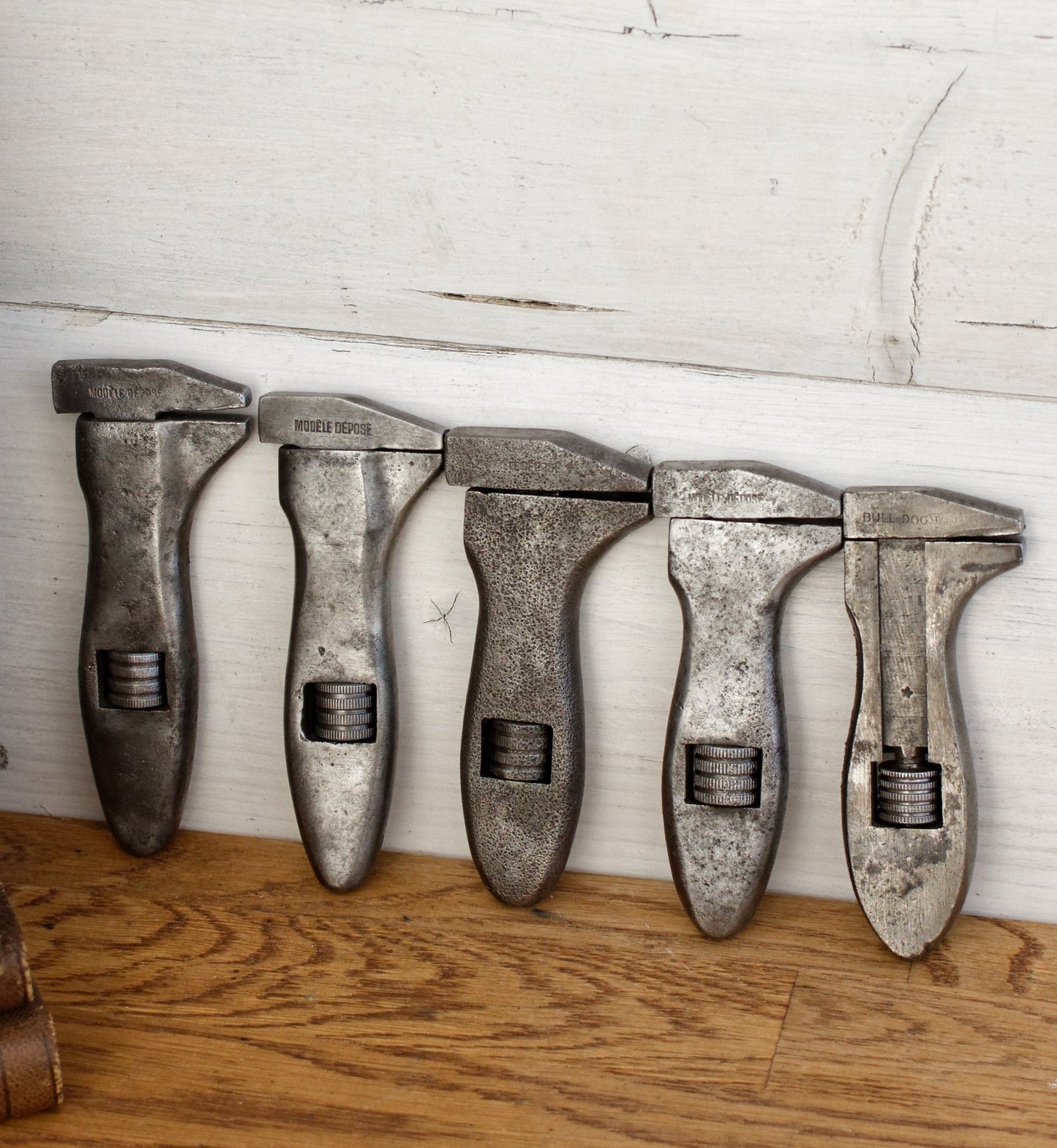 French Antique Mini Adjustable Wrench Spanner PREFER BULLDOG Vintage Forged Steel Clé a Molette Farmhouse Manual Tool