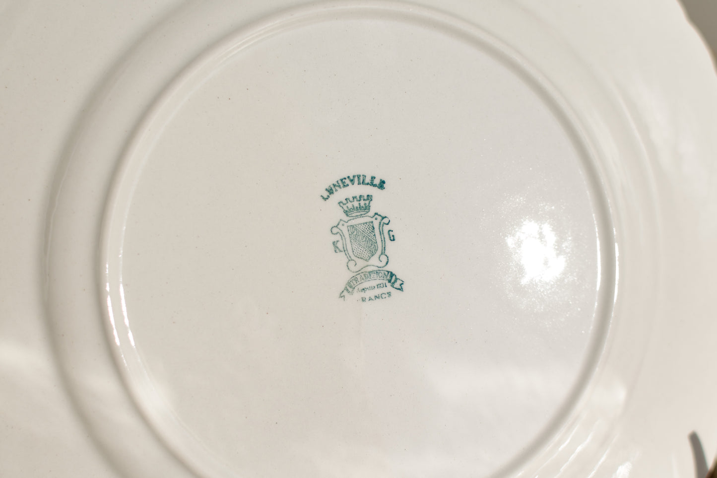 K&G (Keller et Guérin) Luneville French Antique Ironstone Floral Serving Plate Terre de Fer