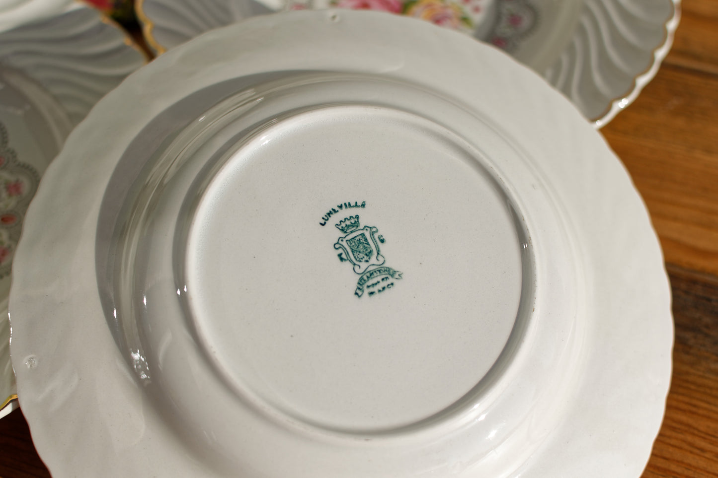 1930s ~ K&G (Keller et Guérin) Luneville ~ French Antique Ironstone Floral Round Flat Edge Hollow Serving Plate ~ Terre de Fer