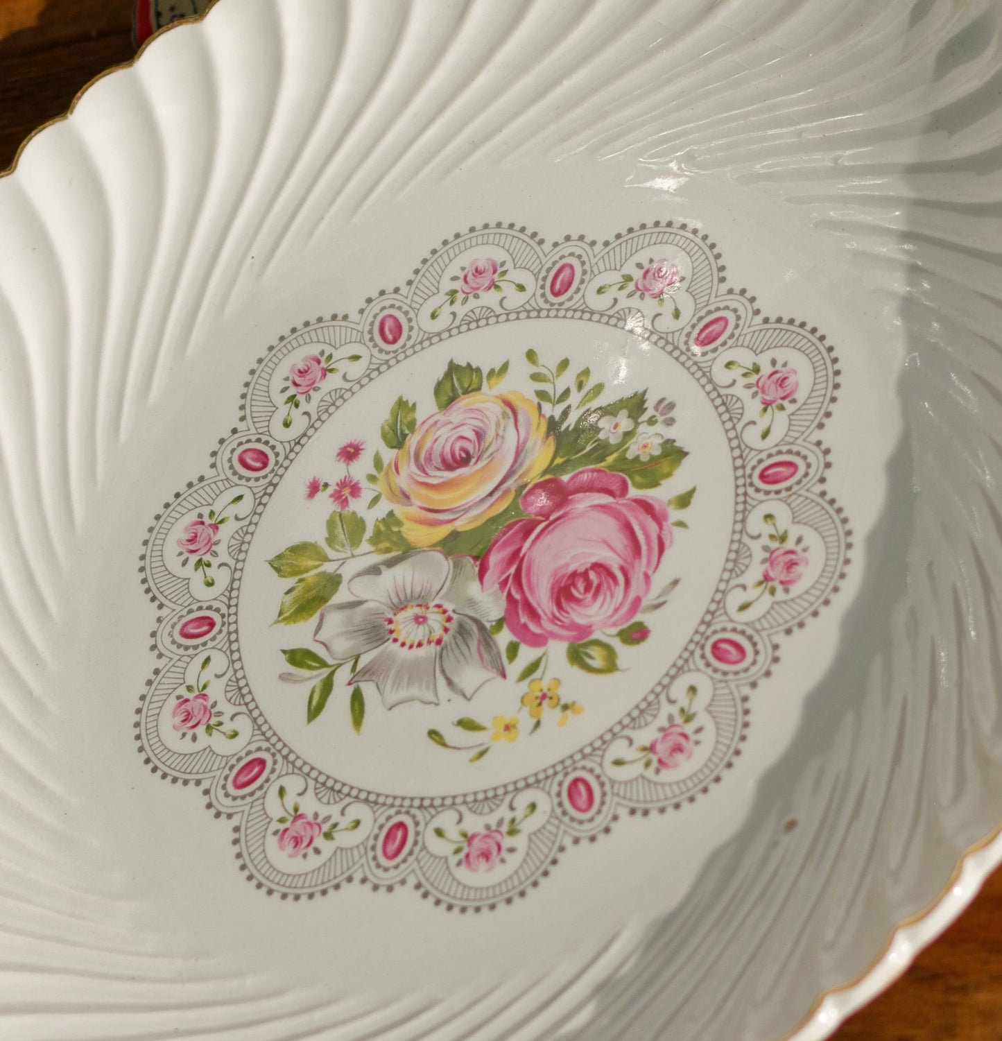 1930s ~ K&G (Keller et Guérin) Luneville ~ French Antique Ironstone Floral Flat Round Serving Plate ~ Terre de Fer