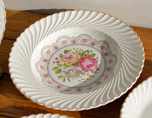 1930年代~K&G(ケラー・エ・ゲラン) リュネヴィル~フランスアンティーク アイアンストーン 花柄サービングプレート~テール・ド・フェール