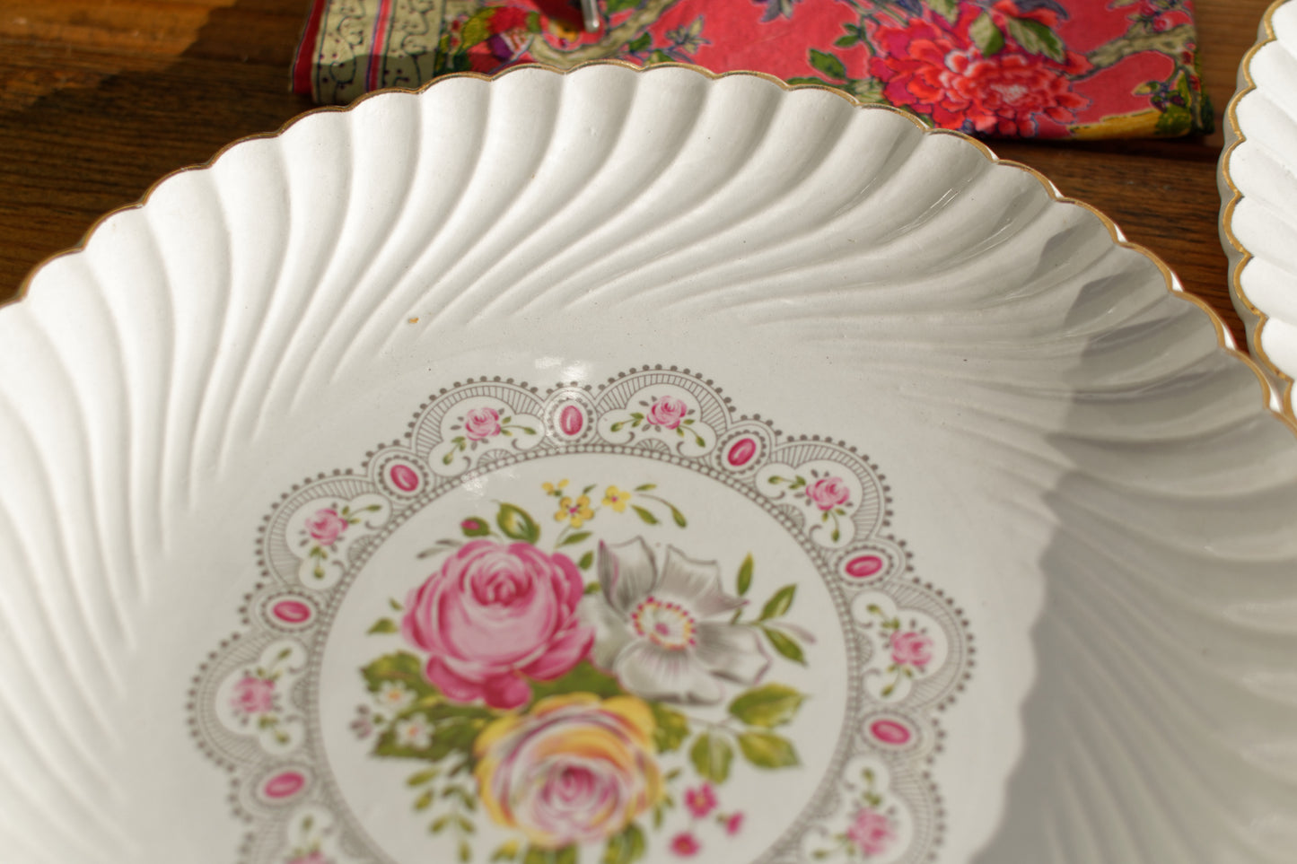 1930s ~ K&G (Keller et Guérin) Luneville ~ French Antique Ironstone Floral Flat Round Serving Plate ~ Terre de Fer