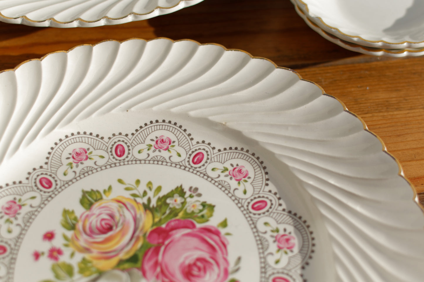 K&G (Keller et Guérin) Luneville French Antique Ironstone Floral Serving Plate Terre de Fer
