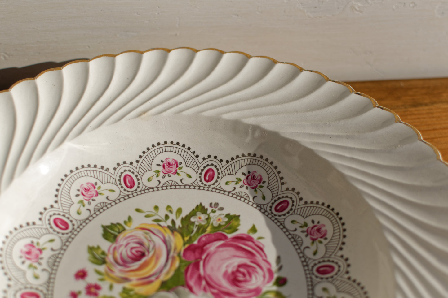 1930s ~ K&G (Keller et Guérin) Luneville ~ French Antique Ironstone Floral Round Flat Edge Hollow Serving Plate ~ Terre de Fer