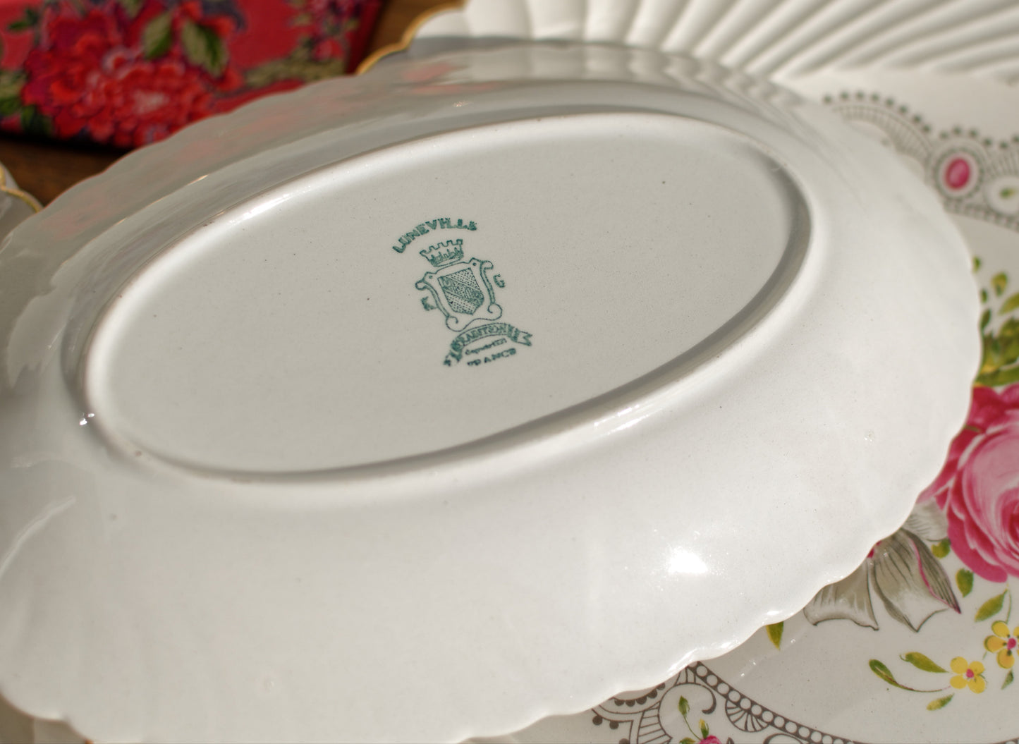 1930s ~ K&G (Keller et Guérin) Luneville ~ French Antique Ironstone Floral Small Oval Serving Plate "Ravier~ Terre de Fer