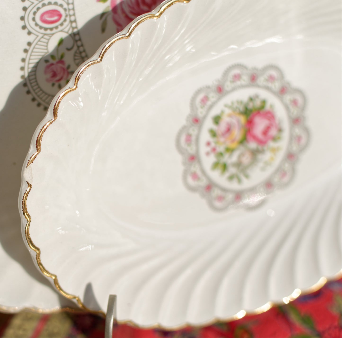 1930s ~ K&G (Keller et Guérin) Luneville ~ French Antique Ironstone Floral Small Oval Serving Plate "Ravier~ Terre de Fer