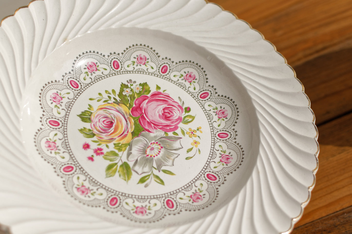 1930s ~ K&G (Keller et Guérin) Luneville ~ French Antique Ironstone Floral Round Flat Edge Hollow Serving Plate ~ Terre de Fer