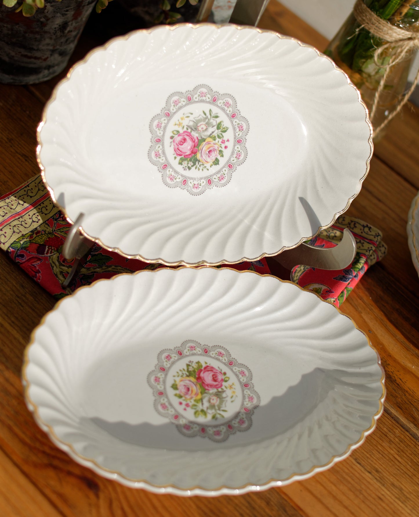 1930s ~ K&G (Keller et Guérin) Luneville ~ French Antique Ironstone Floral Small Oval Serving Plate "Ravier~ Terre de Fer