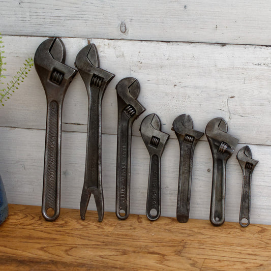 Antique Adjustable Craftmans Wrench  PREXEMS GEDORE MOVO BAHCO DOWINAT Vintage Forged Steel Clé a Cremaillaire Molette Farmhouse Manual Tool