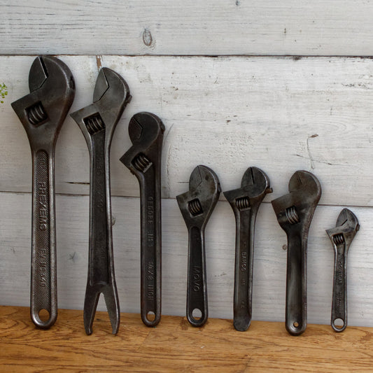 Antique Adjustable Craftmans Wrench  PREXEMS GEDORE MOVO BAHCO DOWINAT Vintage Forged Steel Clé a Cremaillaire Molette Farmhouse Manual Tool