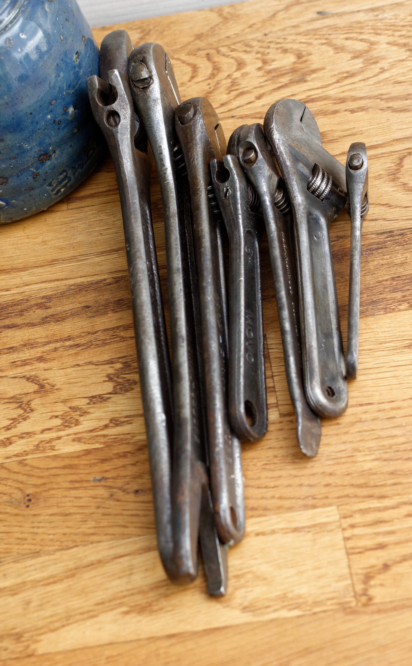 Antique Adjustable Craftmans Wrench PREXEMS GEDORE MOVO BAHCO DOWINAT Vintage Forged Steel Clé a Cremaillaire Molette Farmhouse Manual Tool