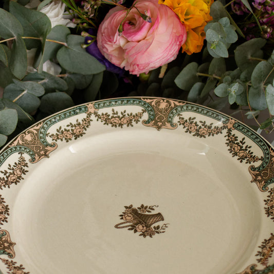 DUBARRY Sarreguemines U&C French Antique Ironstone Polychrome Dinner Plate "Assiette" Terre de Fer en Faience