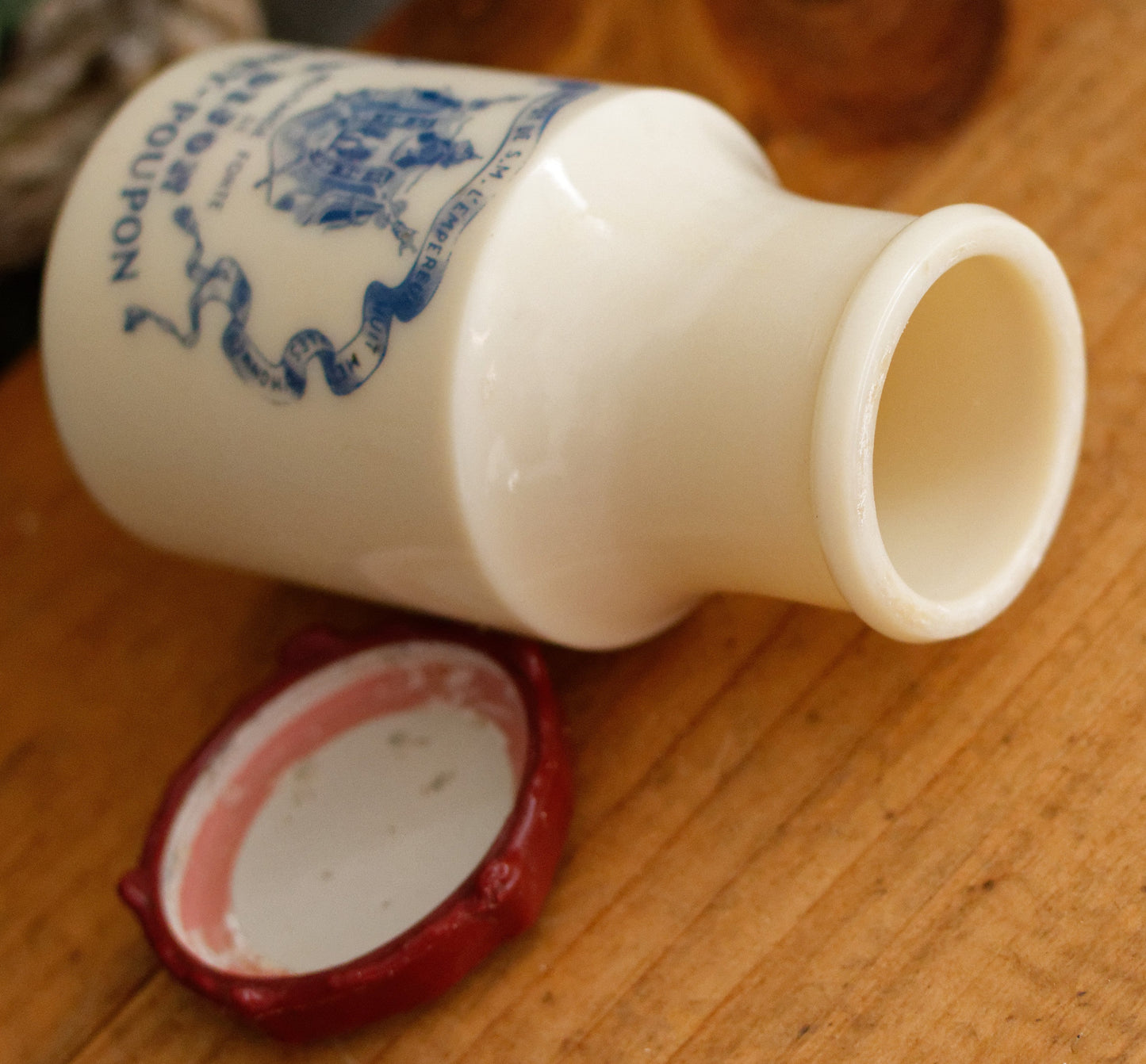 French Vintage Collectible Advertising Milk Glass Opaline Mustard Pot "Pot a Moutarde" Moutarde Forte de DIJON GREY-POUPON Advertising Mustard Jar Made in France