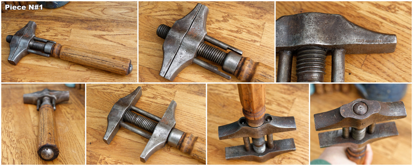 French Antique Borghese Adjustable Double Sided Spanner Wrench Vintage Twist Vice Clamp Monkey Wrench Farmhouse Manual Tool
